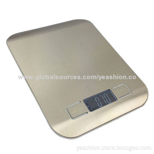 Stainless Steel Digital Weighing Kitchen Scale with LCD Display, Low-battery/Overload IndicationNew